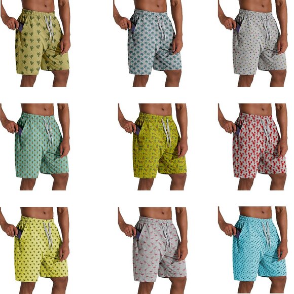 3-Pack Men's Terry Knit Printed Athletic Bottoms w/ Elastic Waistband & Pockets - Picture 1 of 16